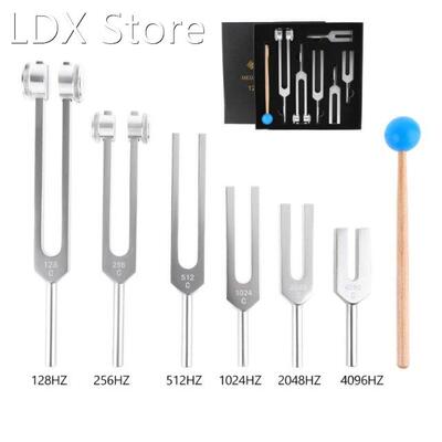 6Pcs/Set Aluminum Medical 128Hz-4096Hz Tuning Fork Tools Kit