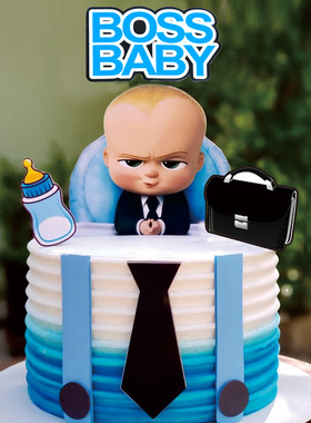 Baby Boss Paper Birthday Cake Toppers Baby Bottleties Blue