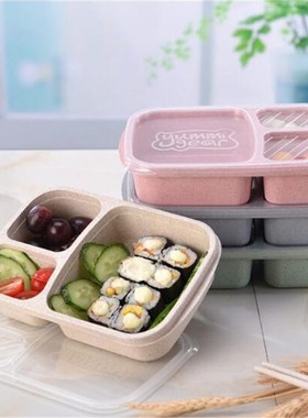 Lunch box Wheat straw Cartoon bento box Portable Eco-friendl