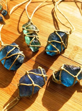 1Pcs Natural Quartz Crystal Stone Blue/Green Fluorite Treatt