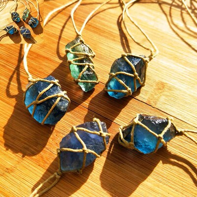 1Pcs Natural Quartz Crystal Stone Blue/Green Fluorite Treatt