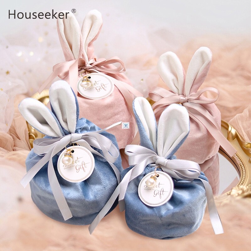 cartoon rabbit ears velvet bags baking easter candy cookie