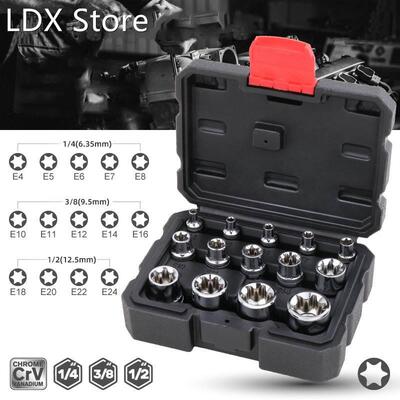 14Pcs CR-V Steel Multifunctionl Ratchet Wrench Sockets Kit 1