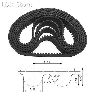 1Pcs HTD 8M-288 To 8M-400 Close Loop Timing Belt Black Rubbe