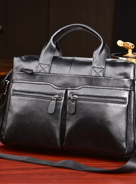 Fashion Men's Bag Genuine Leather Briefcase Men Handbags Bu