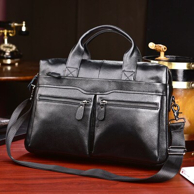 Fashion Men's Bag Genuine Leather Briefcase Men Handbags Bu