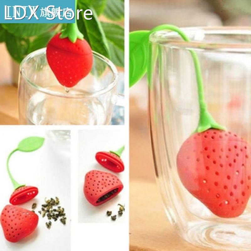 1PC Silicone Strawberry Loose Herbal Spice Infuser Filter Hi