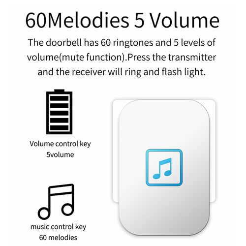 CACAZI Waterproof Self powered Wireless Doorbell 150M Remot