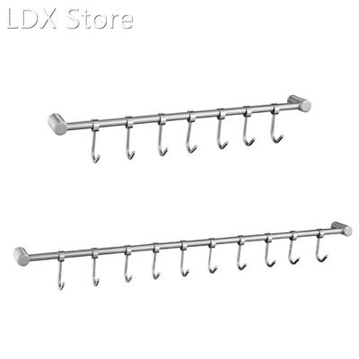 Stainless Steel Wall Mount Pot Pan Hanging Rack Rail Kitchen