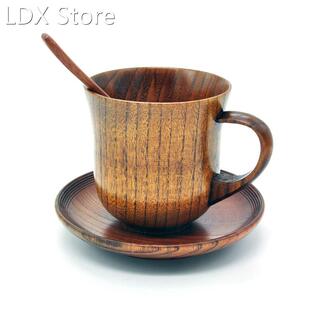 3Pcs/Set Wooden Cup Saucer Spoon Set Coffee Tea Tools Access