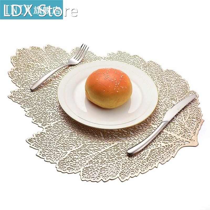4Pcs/Set Leaf Placemat Hollowed-Out Coaster Set Heat Insula