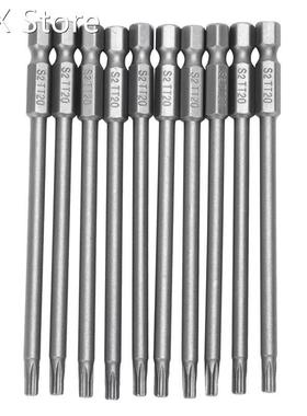 10pcs 100mm Length 1/4 inch Hex Shank T20 Torx Security Scre
