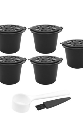 1/6PCS Reusable Nespresso Coffee Capsules  With Spoon Brush