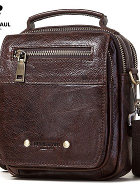 Genuine Leather Men's Crossbody Bag Capacity Casual Bu