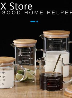 2022 New Graduated Beaker Mug with Handle and Durable Bamboo