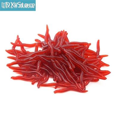 100Pcs 3.5/5cm Artificial Bloodworm Red Baits EarthWorm Soft
