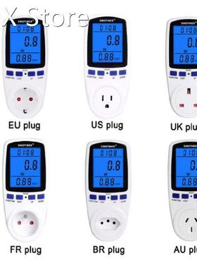 EU US UK FR BR AU Plug Socket Digital Wattmeter Power Consum