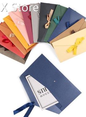 10 Pcs Envelope Pearlescent Paper Bow Thicken Ribbon Retro C