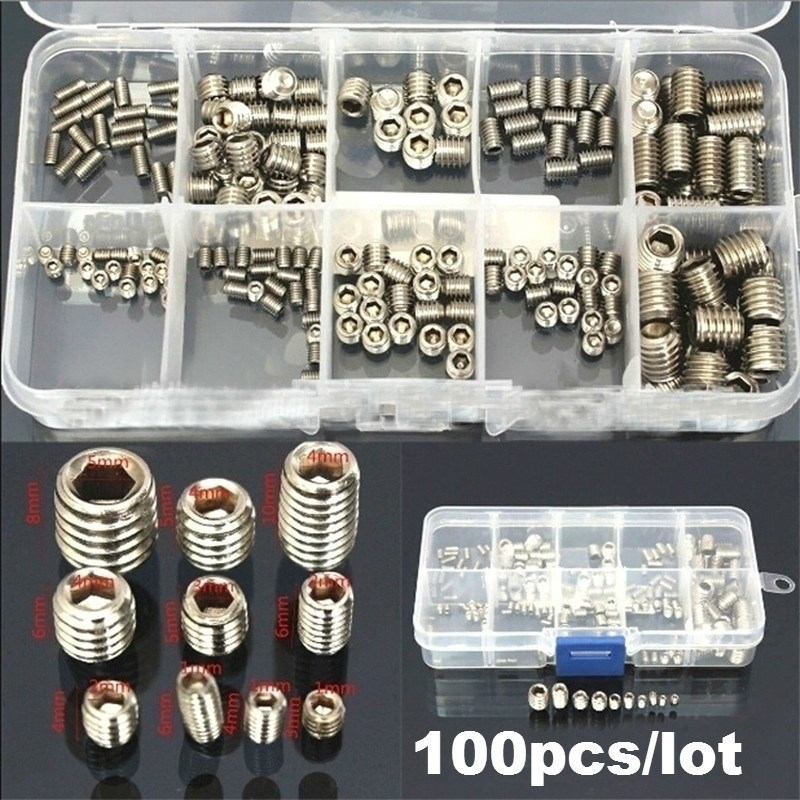 100PCS M3 M4 M5 M6 M8 Allen Head Hex Socket Set Screw Carpen