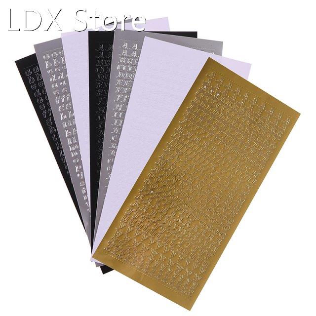 1pcs Bronzing Gold Silver Letter Number Decorative Stickers