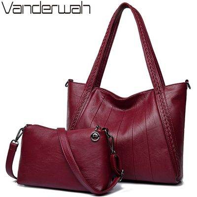 2 sets Ladies Casual Tote Bags sac a main Women Handbag Lea