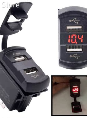 Dual 12V USB Car Boat Socket Rocker Switch Panel with Voltag