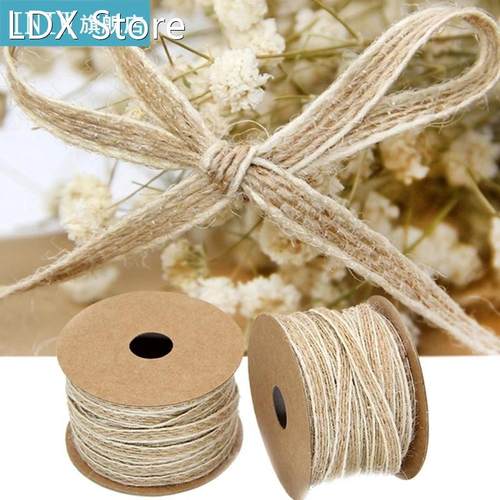 10M/Roll Jute Burlap Rolls Hessian Ribbon With Lace Vintage