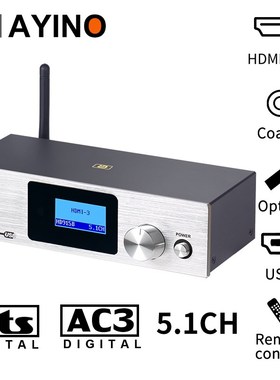 5.1CH Audio Decoder Bluetooth 5.0 Reciever  HDMI  DAC DTS A