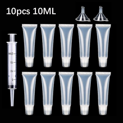 50 Pcs 15ml Empty Lip Gloss Tubes with  Funnels Clear Soft L