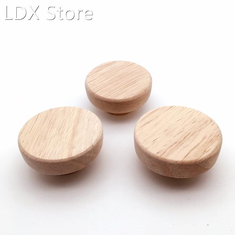10X Home Accessory 50X25Mm Wooden Knob Wood Round Pull Knobs