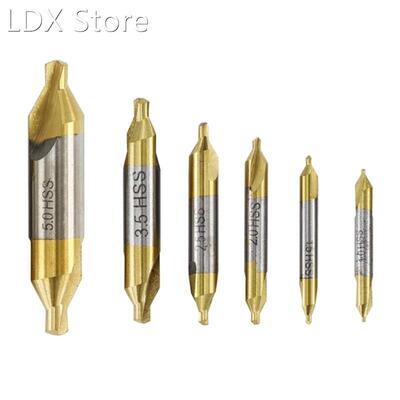 6pcs 1.0-5.0mm HSS TiN Coated Center Drill Bit Set Metalwork
