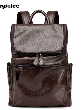 2020 new men's fashion backpack Korean general leather casu
