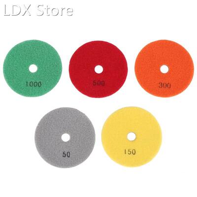 5Pcs 4 Inch Diamond Polishing Pads 100mm Flexible Wet Concre