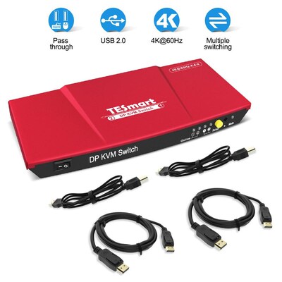 TESmart DisplayPort  KVM Switch USB Ultra HD 2x1 with  Cont
