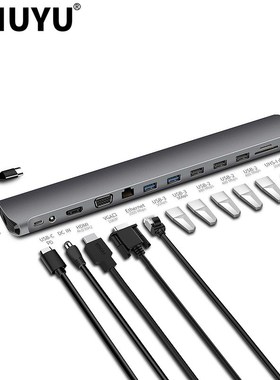 AJIUYU USB C Type C Hub to USB 3.0 HDMI RJ45 VGA For MacBoo