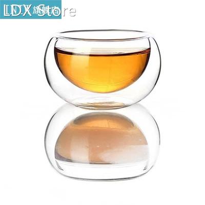 1Pc Traditional Chinese Kungfu Tea Mug Double Wall Glass Cle