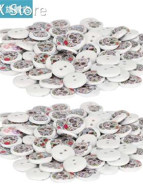 Wooden Buttons Skull Buttons White Background Sewing Accesso