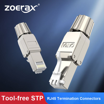 ZoeRax RJ45 Cat6A/Cat7 Connectors Tool-Free Reusable Shielde