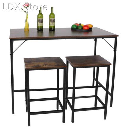 1 Table and 2 Chairs Dining Table Set Glass Wooden Simple Ba