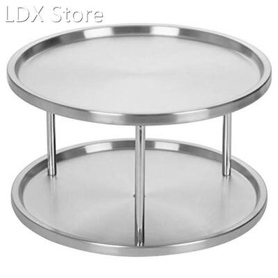 Spice Rack Stainless Steel Organizer Tray 360 Degree Turntab