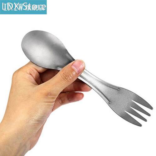 2 In1 Titanium Tableware Portable Long Handle Spoon Fork EDC