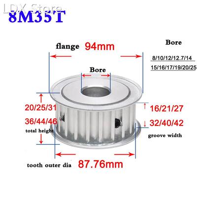 1Pcs 8M 35 Teeth Synchronous Wheel Timing Belt Pulley Gear M