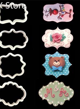 4Pcs/Lot Vintage Plaque Frame Cookie Cutter Set Plastic Bisc