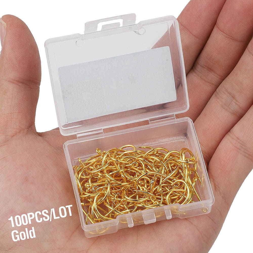 DONQL 50/100pcs Fishing Hooks Set Single Circle Fishhook Fly