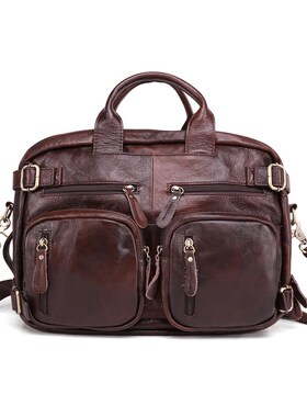 JOYIR Genuine Leather Men's Briefcase Business Retro Leisur
