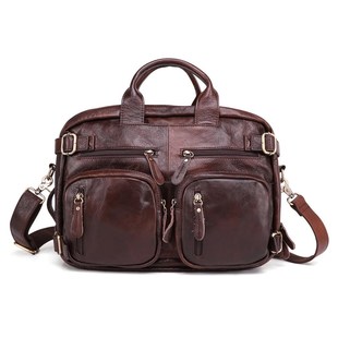 JOYIR Genuine Leather Men's Briefcase Business Retro Leisur