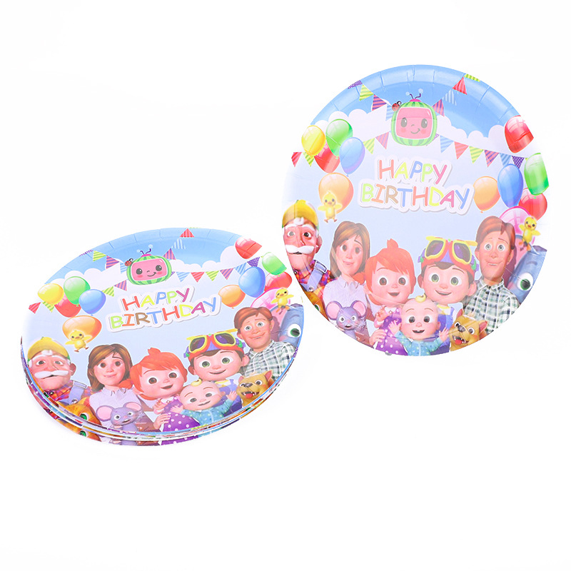 Cocomelon Theme Family Party Tablecloth Paper Cups Plates