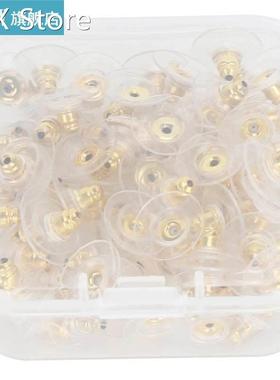 100Pcs Earring Backs Replacement Pierced Backing Stopper Box
