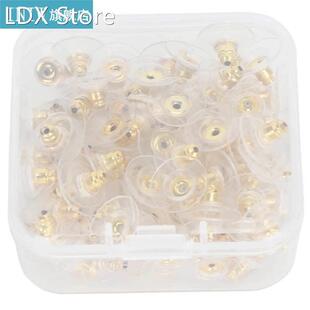 100Pcs Earring Backs Replacement Pierced Backing Stopper Box