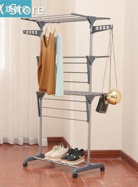 Wing Drying Rack Movable Clothes Drying Rack Foldable Three-
